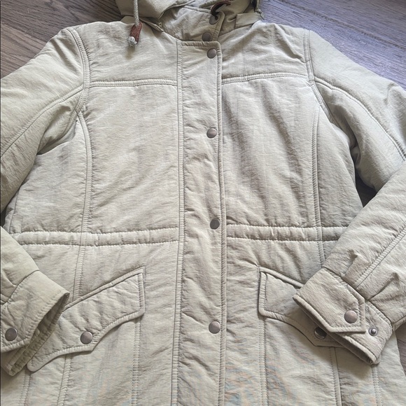Levi’s | Light Green Long Puffer Hooded Jacket Size Small - Picture 4 of 15